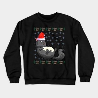 Black Cat Christmas Santa Hat Cat Lover Crewneck Sweatshirt